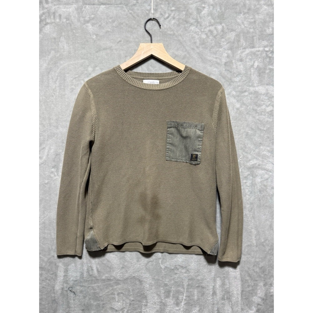 Zara Kids Young Collective Knit Thermal Crewneck‎ Sweater Size 11-12 152 Olive